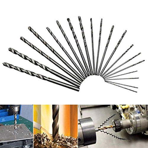 Tsmile 19 Pcs HSS High Speed Steel Diamond Drill Bit Set Coated Twist 1.5mm-10mm (Silver)