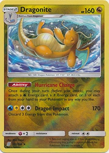 Amazon Com Dragonite 151 236 Rare Reverse Holo Unified Minds Toys Games