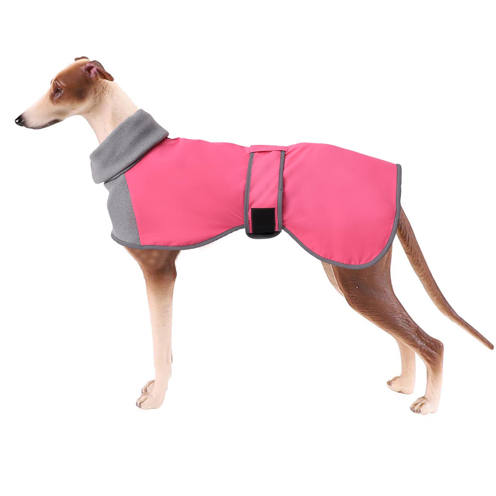 Greyhound Cosy Fleece Jumper,Dog Winter Coat with Warm Fleece Lining,Wear on both sides Outdoor Dog Apparel with Adjustable Bands For Medium,Large Dog-Pink-2XL