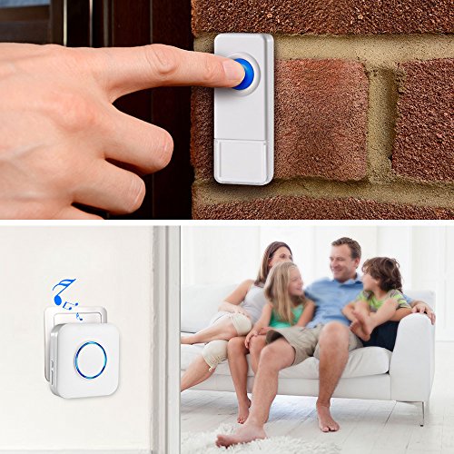 BITIWEND Wireless Doorbell Kit,Operating at 1000 Feet with 52 Chimes,4 Level Volume, 3 Receivers & 2 Weatherproof Push Buttons with Sound and LED Flash,Low Power Consumption