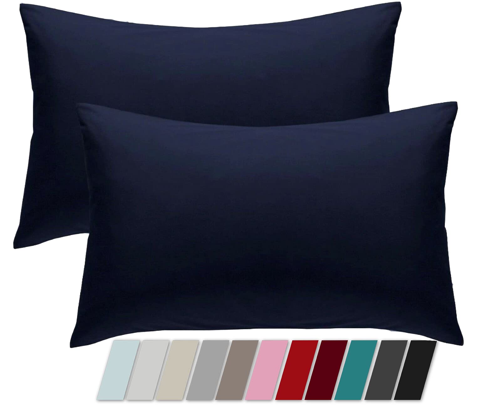 Adam Home Cotton Rich Pillow Protectors Pillowcases Pack Of 2 Hotel Quality Premium Touch Comfort Pillow Encasements Pillow Cases 2 Pack Long Lasting Soft & Comfortable Pillow Cases 50x75 cm Blue