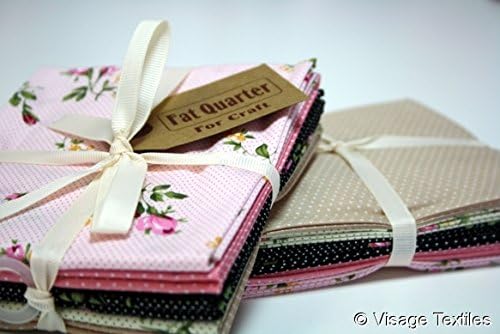 The Craft Cotton Pamela-Polka Dot Floral Fat Quarter Fabric Bundle. 6 Pieces of 18 x 22, cotton