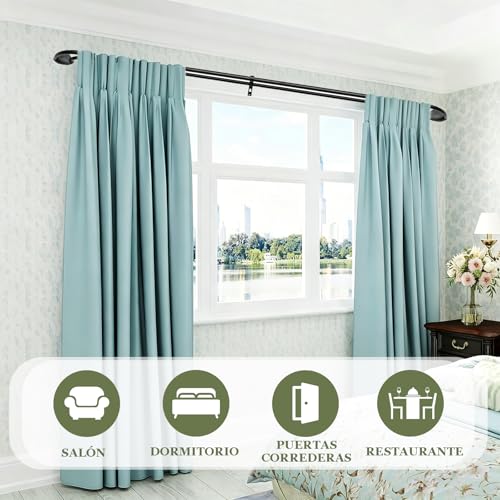Barra Doble telescópica para Cortinas, Cortinero dobles para ventana, Barras de cortina Ajustable doble, Cortinero Dobles Negro para Salón, Dormitorio y Balcón (Nergo, 28-48‘’（0.7-1.2M）)
