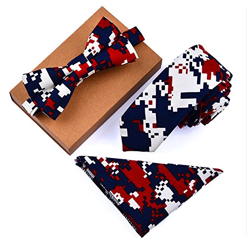 Ysiop Men Printed Cotton Neckties Fashion Skinny Cravat Ties with Gift Box K05