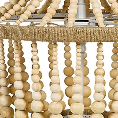 Amazon Brand – Stone & Beam Modern Farmhouse Wood Bead Ceiling Pendant Chandelier Fixture With 2 LED Vintage Light Bulbs… 51h98GfLV0L