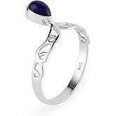 925 Sterling Silver Natural Lapis Lazuli Stone Ring, Handmade Gemstone Ring, Energy Healing Crystals, Birthday, Bohemian Jewelry | Promise Victorian Wedding Ring | Gift for Women (US - 7)