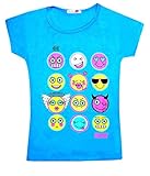 KIDS EMOJI EMOTICONS SMILEY FACES SHORT SLEEVE T-SHIRTS TOPS GIRLS AGE NEW 2-13y