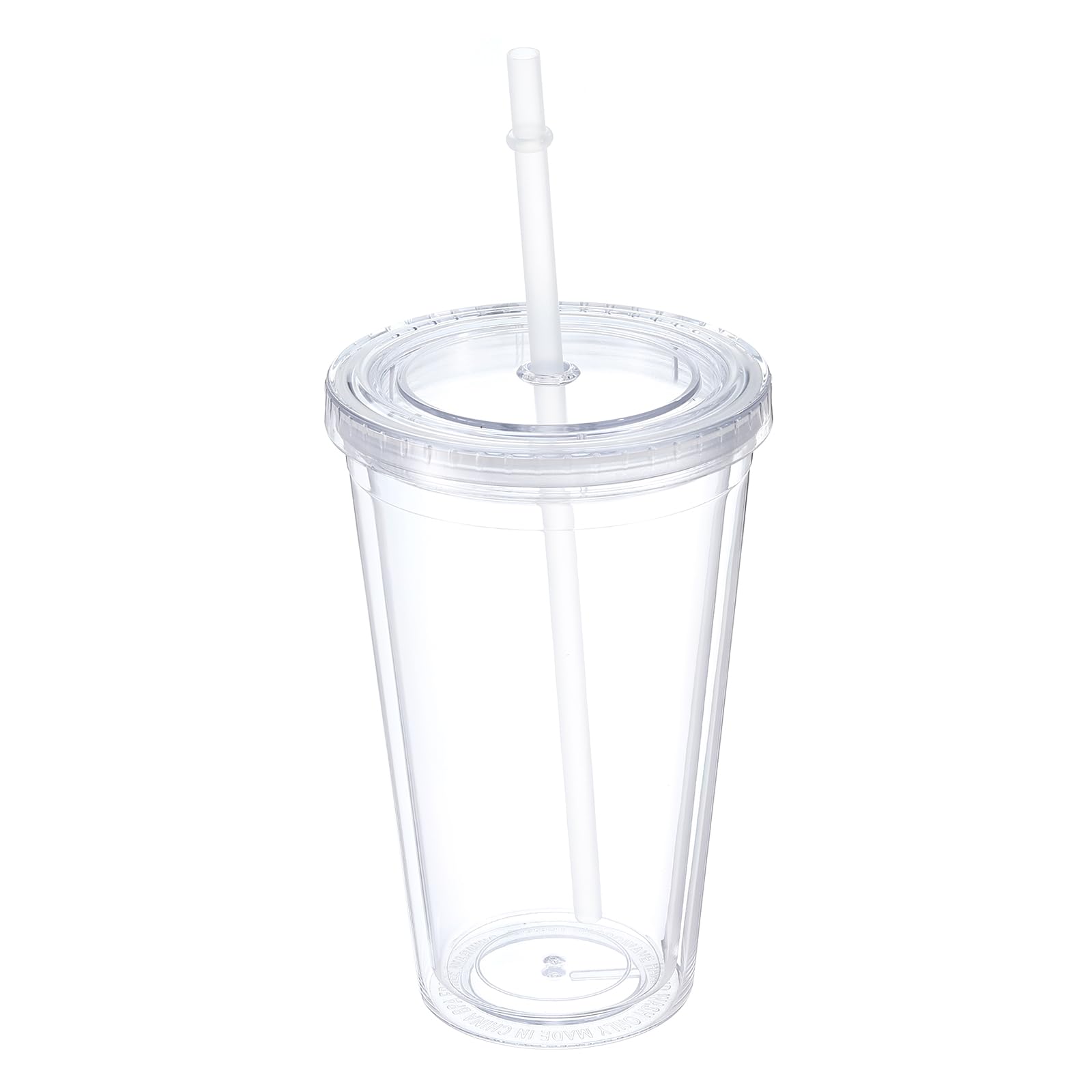 Uxcell Acrylic Tumbler with Lid and Straw, 16 Oz Reusable Double Wall Cups for Ice Coffee, Clear Travel Tumblers for Birthdays Gifts, Customization (Grey)