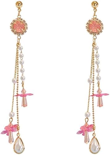 Amazon Zt Tthg ハイグレード水晶のイヤリング女性の真珠のペンダントロングイヤリングの妖精の顔気質のイヤリングの潮 イヤリング 通販