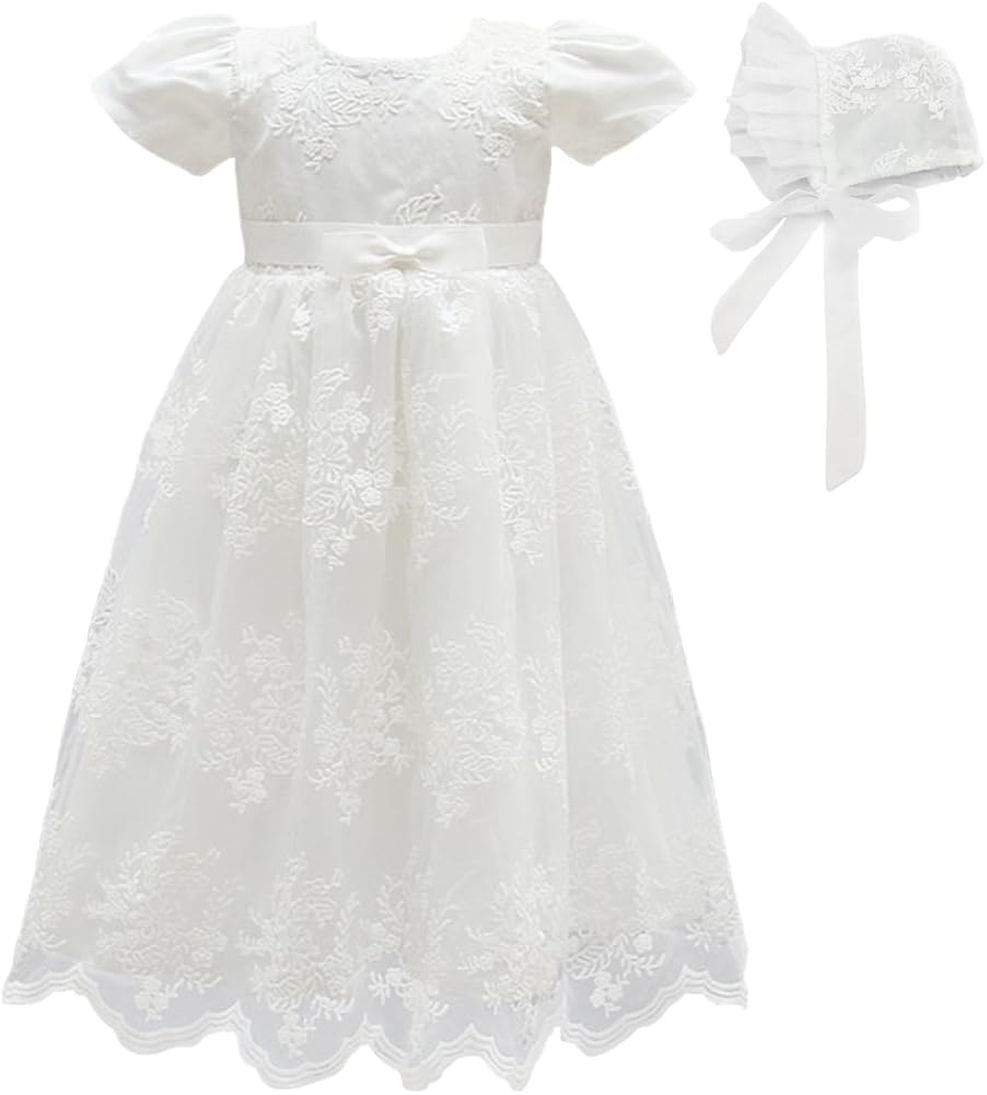 Glamulice Baby Girls Flower Christening Baptism Dress Formal Party Special Occasion Dresses for Toddler