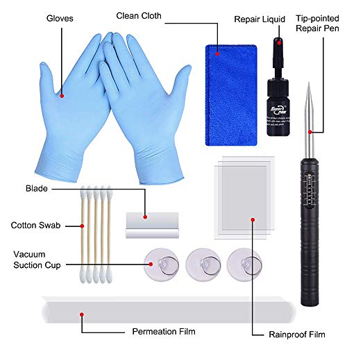 AUTOPDR (Latest Model) Windshield Crack Repair Kit, Free Drilling Glass Repair Kit for Cracks/Chips Bull's Eye/Spider Web/Stars/Crescent/Cross Fissure and Stone Damage