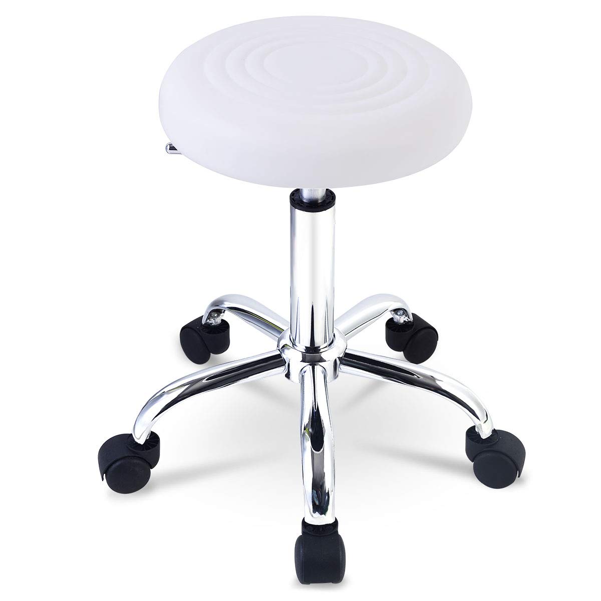 Goplus Adjustable Hydraulic Rolling Swivel Stool Tattoo Facial Massage Spa New (1, White)