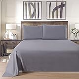 Lullabi Linen 100% Brushed Soft Microfiber Bed Sheet Set, Fitted & Flat Sheet & Pillowcases, Cozy Comfortable, Wrinkle, Fade, Stain Resistant, Deep Pockets (GRAY, QUEEN)
