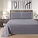 Lullabi Linen 100% Brushed Soft Microfiber Bed Sheet Set, Fitted & Flat Sheet & Pillowcases, Cozy Comfortable, Wrinkle, Fade, Stain Resistant, Deep Pockets (GRAY, QUEEN)