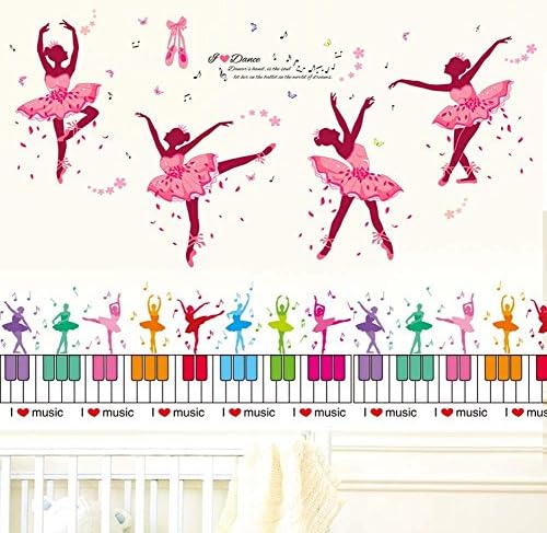 iwallsticker Creative Dancing Girl Waistline Stickers 2pcs Ballerina Girl Wall Sticker for Dance Room Bedroom Living Room