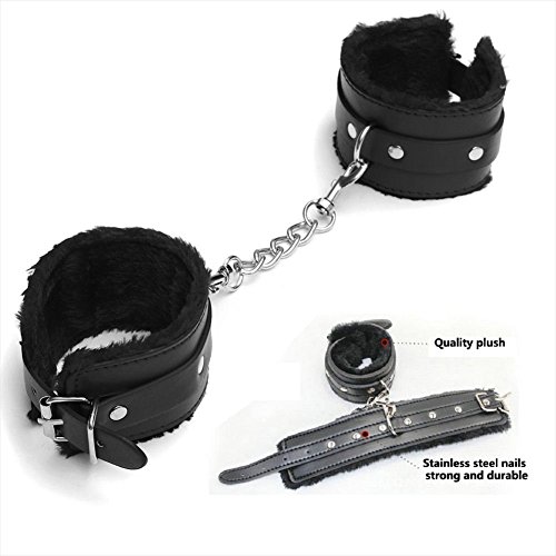 Jiuhexu Adjustable PU Leather Handcuffs Adjustable Soft Wrist Cuffs, Black