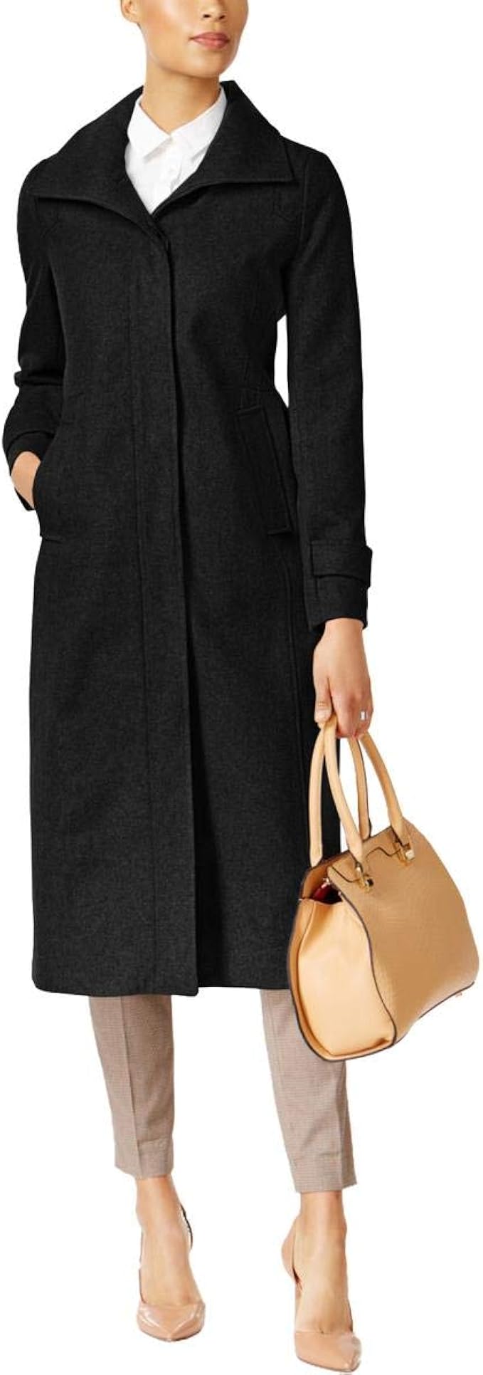 Jones New York Women's Maxi Length Wool Coat w/High Collar