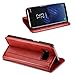 ProCase Galaxy S8 Plus Genuine Leather Case, Vintage Wallet Folding Flip Case with Kickstand and Multiple Card Slots Magnetic Closure Protective Cover for Galaxy S8+ 2017 -Red