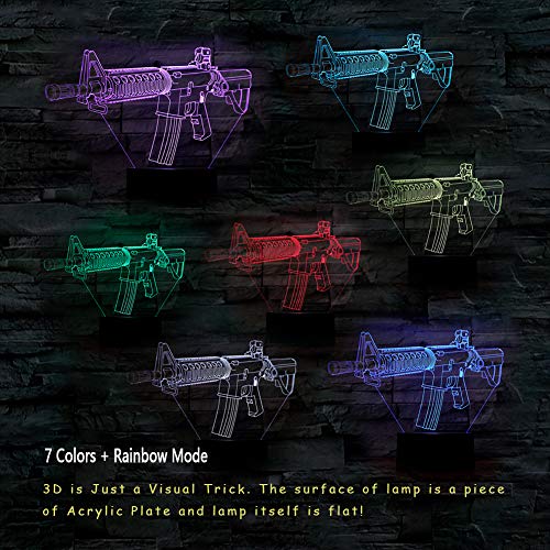 image for VYI.ME LED Visual 3D Lamp, Toy Gun Illusion Night Light for Nursery Be