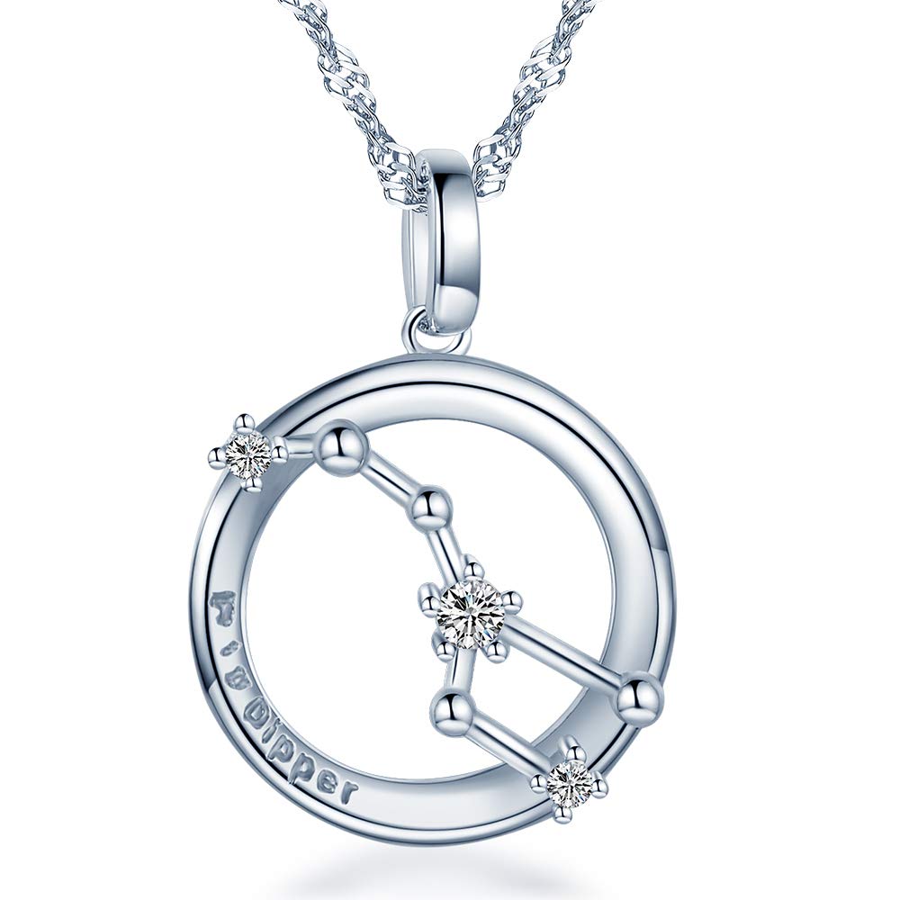 CPSLOVE 925 Sterling Silver Couple Necklace, Big Dipper Pendant necklace, Inlaid Zircon, Men's Pendant necklace, Women's Pendant necklace