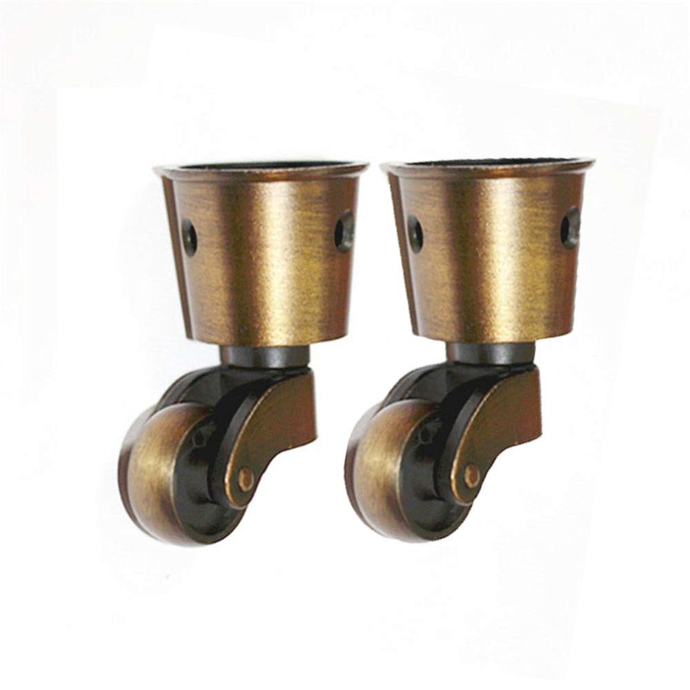 TOOLDO Universal Furniture Casters, 2pcs Zinc Alloy Swivel Casters for Furniture, High Load Capacity, Polished Antique Cup Type, Bronze