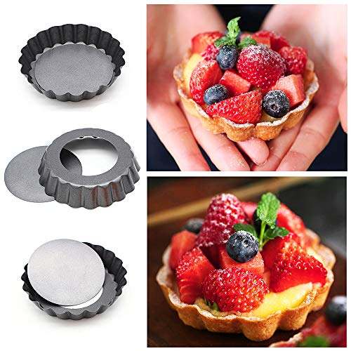 image for Inn Diary Mini Tart pan 4 & 5 inch Removable Bottom Non Stick 6 pcs Qu