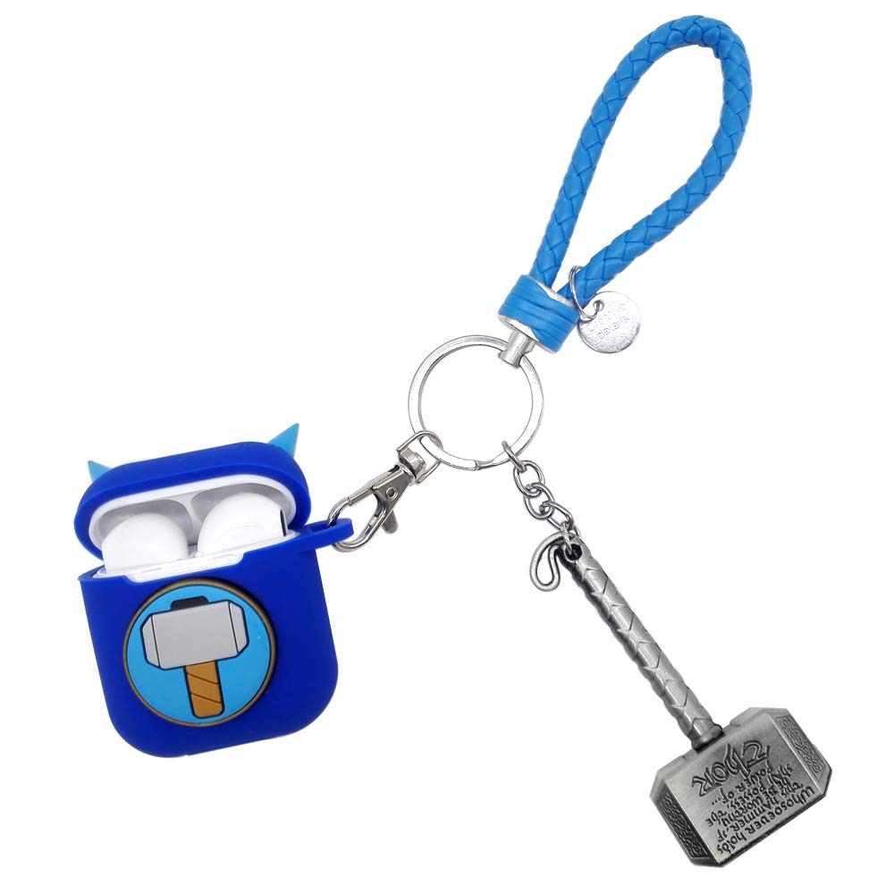 Axanbox 3D Cartoon Airpods 1&2 Case With Horn Silicone Protective Cover and Skin Compatible with Apple Airpods 1&2 (Hammer)