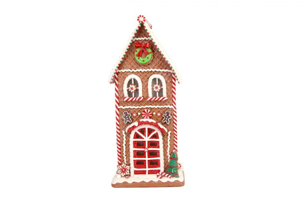 Gisela Graham Tall Resin LED Gingerbread House Ornament