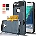 Google Pixel Case, AnoKe [Credit Card Slots Holder][Not Wallet] Hard silicone Rubber Hybrid Armor Shockproof Protective Holster Cover Case for Google Pixel- KLS Metal Slate