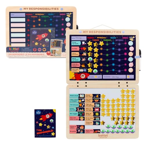 Battat Education – Responsibility Chart for Kids – Magnetic Chore Chart with 92 Pieces – Reward System for Encouraging Good Habits – Fun and Colorful Design for Bedrooms – 3+ Years