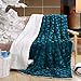 DaDa Bedding Lavish Throw Blanket - Mermaid Scales Faux Fur Sherpa - Soft Warm Plush Fleece Textured - Bright Vibrant Embossed Green Blue Teal & White - 90