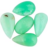 CRYSTALINES 5pcs, Wholesale Natural Chrysoprase Gemstones, Bulk Flaback Cabochon Stones for Jewelry Making, Polished Loose Supplies, Chakra Healing Crystals, Wire Wrapping, Gem Collection