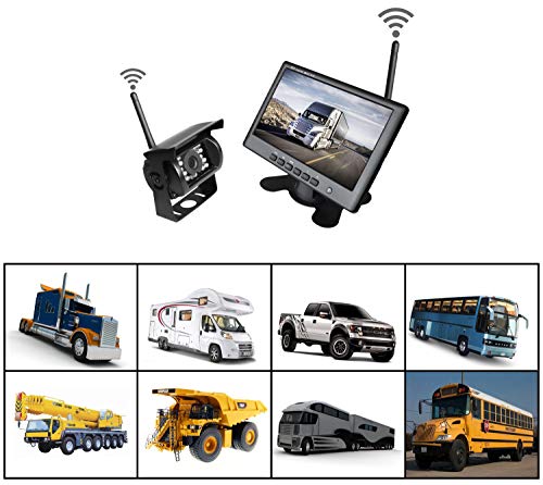 WHOLEV Wireless Vehicle Backup Camera and Monitor System Kit Rear View Camera Support Night Vision IP67 Waterproof & 7" Monitor for Rv/Truck/Trailer/Bus/Pickup/Van - Thumbnail 4