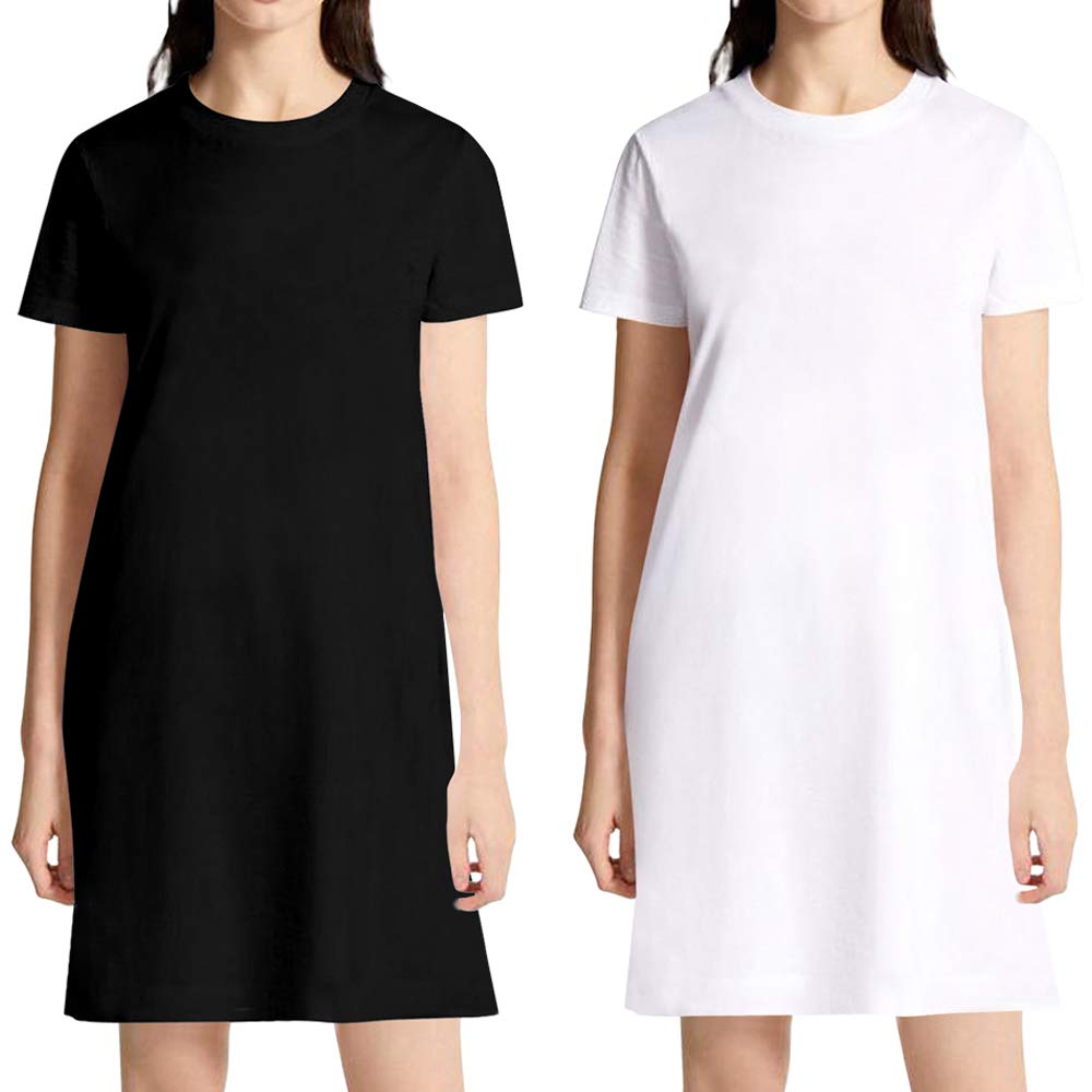 Buy TVP Fashions Womens Plain Knee Length Cotton Round Neck Half Sleeves Combo Pack of 2 with
