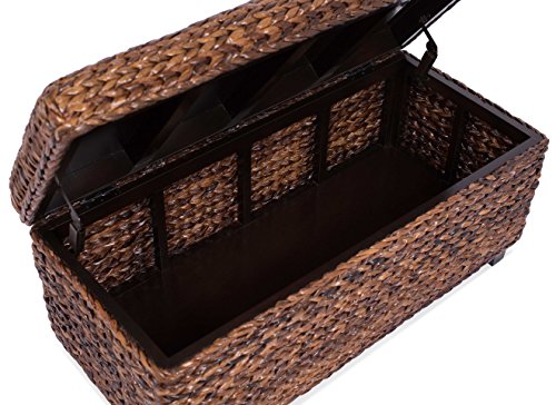 BIRDROCK HOME Abaca Storage Ottoman Bench - Bed Storage Trunk - Espresso Bench - Chest - Safety Hinges - Thumbnail 3