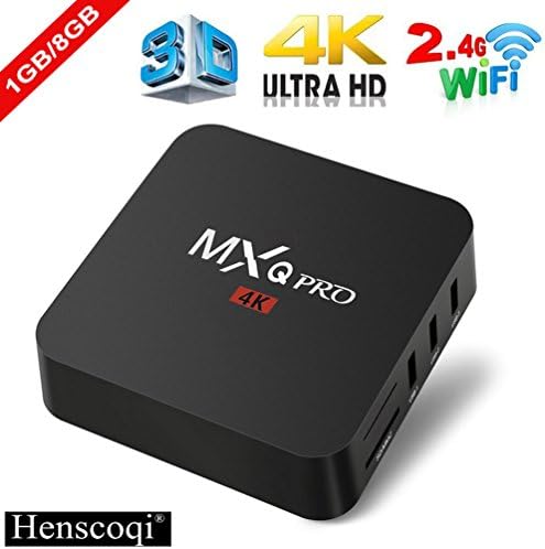 Henscoqi MXQ PRO Smart TV Box 1GB 8GB 4K HD 3D Wifi H.265 Android TV Box [Pure Version]