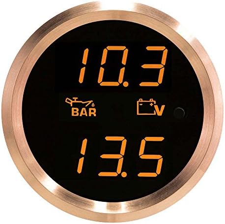 VEI Systems Dual-Display gauge: 10.3 Bar oil pressure and 27.5V P.O.L. Voltmeter (orange/silver)