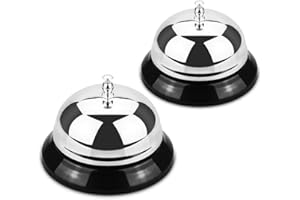 EMDMAK Call Bell, Service Bell for The Porter Kitchen Restaurant Bar Classic Concierge Hotel (3.35 Inch Diameter) (Silver)(2 Pack)