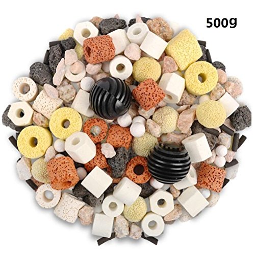 Hamiledyi Fish Tank Filter Bio Balls Filter Media Black Aquarium Bio-balls Filtration Aquarium Filter Media Bags for Bio Balls Filters for Aquarium (500g bio-balls)