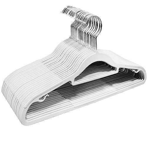 ABHENG Coat Hangers, Heavy Duty 20 Pack Plastic Clothes Hangers, Durable Suit Hangers with Non-Slip Design, 360°Swivel Hook, Space Saving, 0.2 Inches Thick, White, UAPY0320W