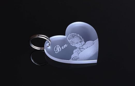 CHRISCK design Schlüsselanhänger aus Acryl mit Gravur Fotogravur Herz Gravur Partner-Liebes-Geschenk Muttertag / Vatertag Ges