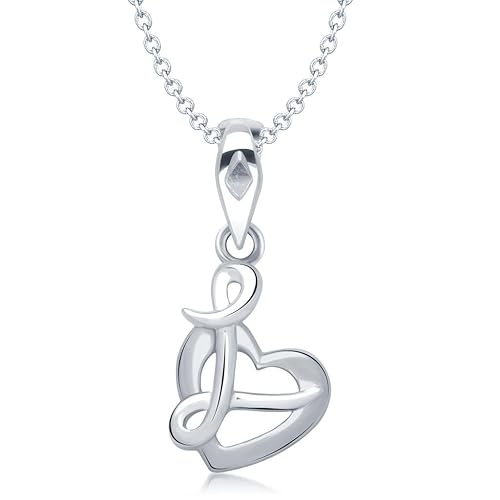 Vina Jewels Valentine Love Sign Heart Shape Rhodium plated Pendant - P1194R [VKP1194R]