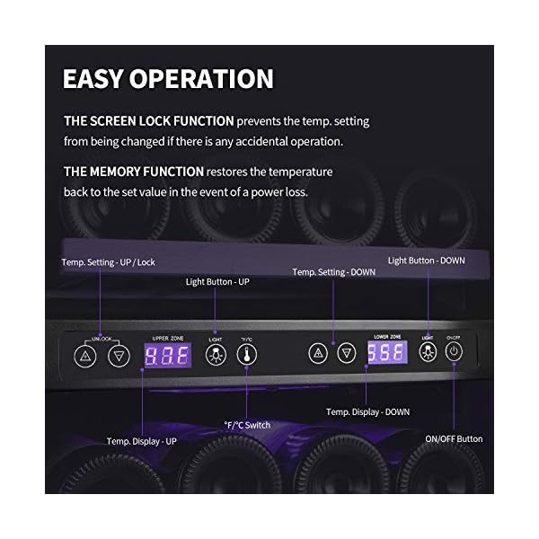 Karcassin-15-inch-Wine-Cooler-Refrigerator-Update-Version-Compressor-Wine-Bottle-Chiller--Dual-Temp-Zones--Stores-upto-28-Bottles