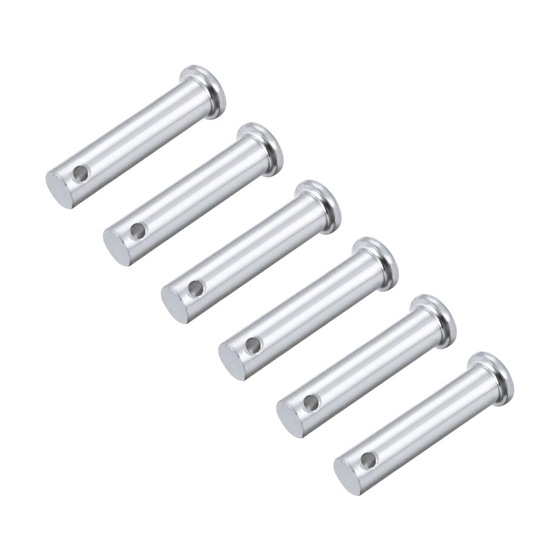 sourcing map Single Hole Clevis Pins - 10mm X 45mm Flat Head Zinc-Plating Solid Steel Link Hinge Pin 6Pcs