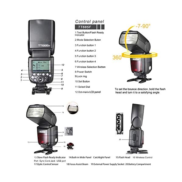 Godox TT685F HSS TTL GN60 Blitzgerät Kompatibel Speedlite für Fujifilm Kamera Fuji X-T2 X-T1 X-T1 X-T1 X-Pro1 X100F – Bild 6
