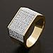 LuReen Gold/Silver Twotone Square CZ Bling Bling Iced Out Hip Hop Rings for Men