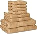 Premium 700 GSM 8 Piece Towel Set; 2 Bath Towels, 2 Hand Towels and 4 Washcloths - Cotton - Machine Washable, Hotel Quality, Super Soft and Highly Absorbent by Utopia Towels (beige)