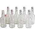 Craft A Brew - Flip Top Beer Bottles - Carbonate & Condition Home Brew - For Mead, Kombucha, Beer, Hard Cider & More - Resealable & Reusable - 8 Pack of 16 oz Bottles - Clear