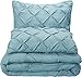 Amazon Basics Lightweight, Soft King Size Comforter Sets, All-Season Down-Alternative 3-Piece Bedding Set, Pinch Pleat Design, Spa Blue