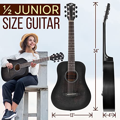 Pyle Acoustic Guitar Kit, 1/2 Junior Size Steel String Instrument for